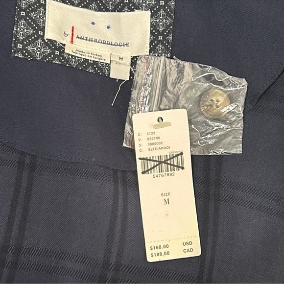 Anthropologie Brielle Plaid Jumpsuit navy blue size Medium M y2k boho H - Picture 6 of 10